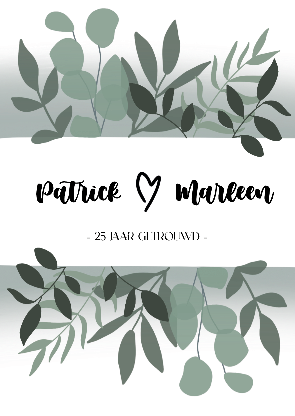 Kaartje 25 jaar getrouwd papa en mama